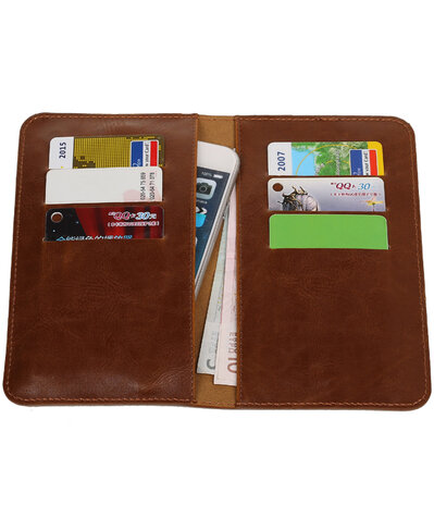 Universele Bruin Pull-up Medium Pu portemonnee wallet hoesje