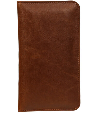 Universele Bruin Pull-up Medium Pu portemonnee wallet hoesje