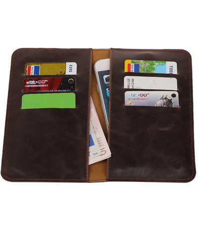 Universele Mocca Pull-up Medium Pu portemonnee wallet hoesje