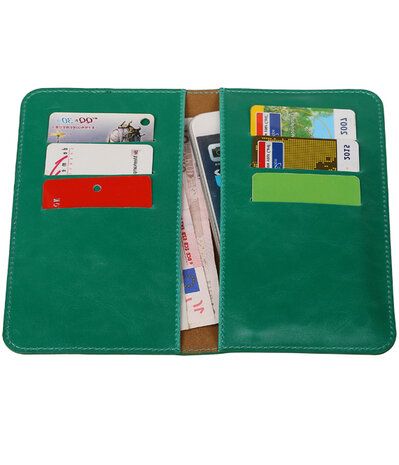 Universele Groen Pull-up Medium Pu portemonnee wallet hoesje