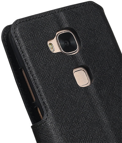 Zwart Huawei G8 TPU wallet case booktype hoesje HM Book