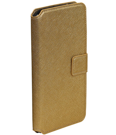 Goud Huawei G8 TPU wallet case booktype hoesje HM Book