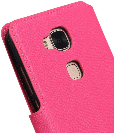 Roze Huawei G8 TPU wallet case booktype hoesje HM Book