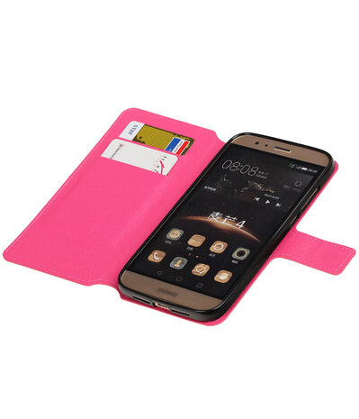 Roze Huawei G8 TPU wallet case booktype hoesje HM Book