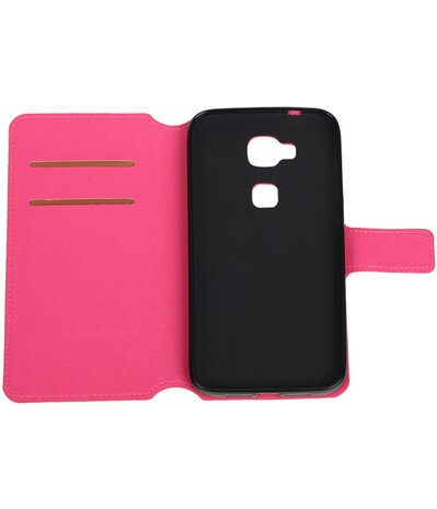 Roze Huawei G8 TPU wallet case booktype hoesje HM Book