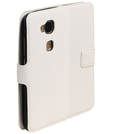 Wit Huawei G8 TPU wallet case booktype hoesje HM Book