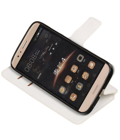 Wit Huawei G8 TPU wallet case booktype hoesje HM Book