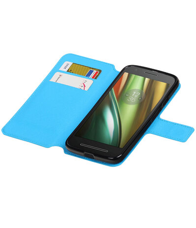 Blauw Motorola Moto E3 TPU wallet case booktype hoesje HM Book