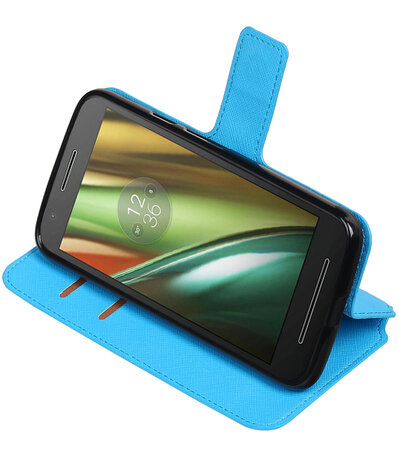 Blauw Motorola Moto E3 TPU wallet case booktype hoesje HM Book