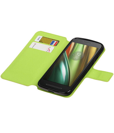 Groen Motorola Moto E3 TPU wallet case booktype hoesje HM Book