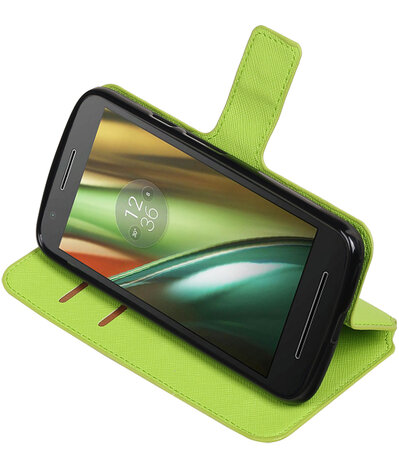 Groen Motorola Moto E3 TPU wallet case booktype hoesje HM Book