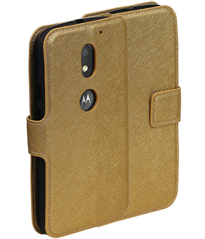 Goud Motorola Moto E3 TPU wallet case booktype hoesje HM Book