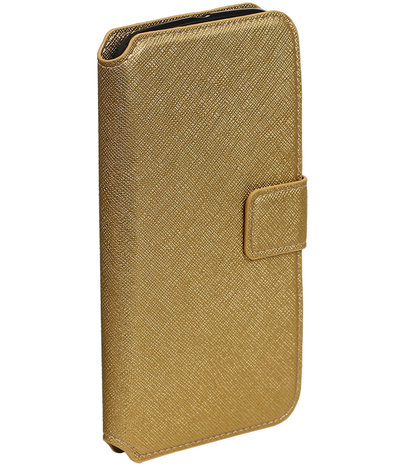 Goud Motorola Moto E3 TPU wallet case booktype hoesje HM Book