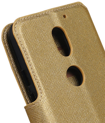 Goud Motorola Moto E3 TPU wallet case booktype hoesje HM Book