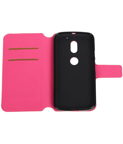 Roze Motorola Moto E3 TPU wallet case booktype hoesje HM Book