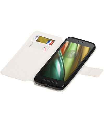 Wit Motorola Moto E3 TPU wallet case booktype hoesje HM Book