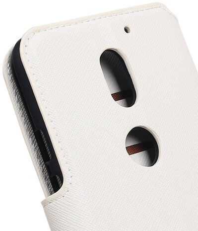 Wit Motorola Moto E3 TPU wallet case booktype hoesje HM Book