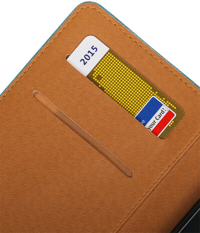 Blauw Pull-Up PU booktype wallet cover hoesje voor Motorola Moto E3