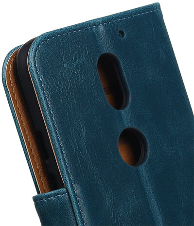 Blauw Pull-Up PU booktype wallet cover hoesje voor Motorola Moto E3