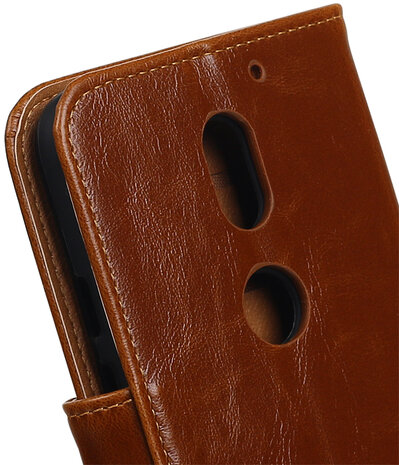 Bruin Pull-Up PU booktype wallet cover hoesje voor Motorola Moto E3
