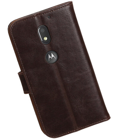 Mocca Pull-Up PU booktype wallet cover hoesje voor Motorola Moto E3