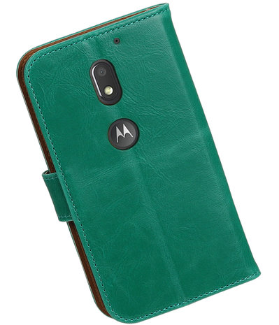 Groen Pull-Up PU booktype wallet cover hoesje voor Motorola Moto E3