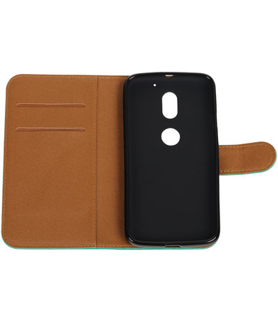 Groen Pull-Up PU booktype wallet cover hoesje voor Motorola Moto E3