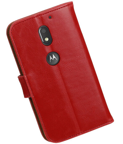 Rood Pull-Up PU booktype wallet cover hoesje voor Motorola Moto E3