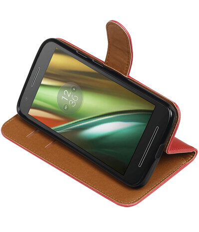 Rood Pull-Up PU booktype wallet cover hoesje voor Motorola Moto E3