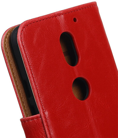 Rood Pull-Up PU booktype wallet cover hoesje voor Motorola Moto E3