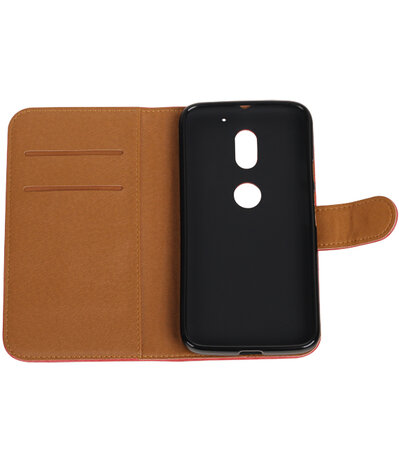 Rood Pull-Up PU booktype wallet cover hoesje voor Motorola Moto E3