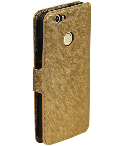 Goud Huawei Nova TPU wallet case booktype hoesje HM Book