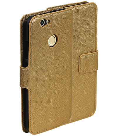Goud Huawei Nova TPU wallet case booktype hoesje HM Book