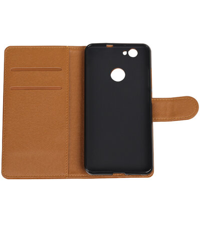 Bruin Pull-Up PU booktype wallet cover hoesje voor Huawei Nova