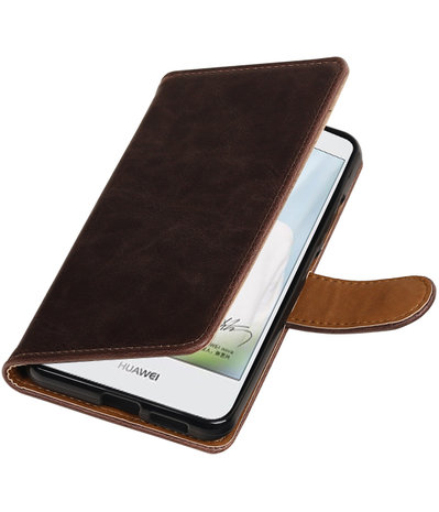 Mocca Pull-Up PU booktype wallet cover hoesje voor Huawei Nova