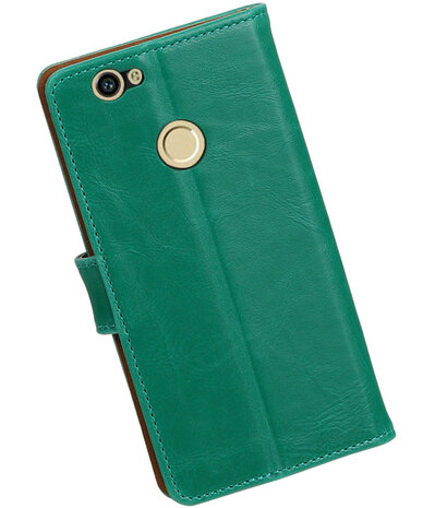 Groen Pull-Up PU booktype wallet cover hoesje voor Huawei Nova