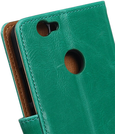Groen Pull-Up PU booktype wallet cover hoesje voor Huawei Nova