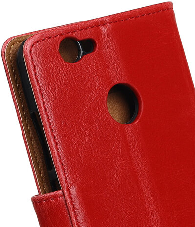 Rood Pull-Up PU booktype wallet cover hoesje voor Huawei Nova