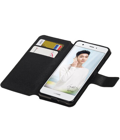 Zwart Huawei Nova Plus TPU wallet case booktype hoesje HM Book
