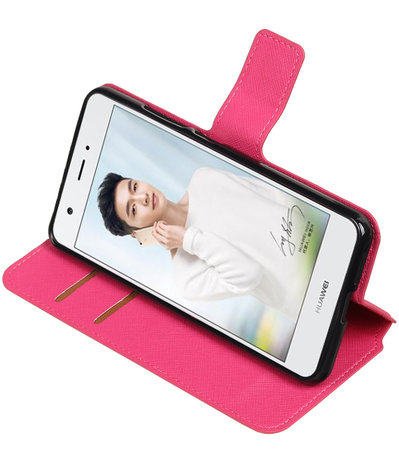 Roze Huawei Nova Plus TPU wallet case booktype hoesje HM Book