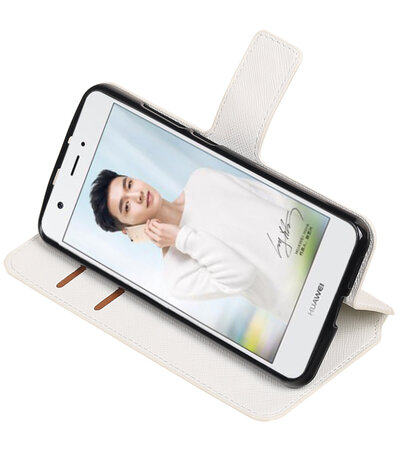 Wit Huawei Nova Plus TPU wallet case booktype hoesje HM Book