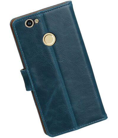 Blauw Pull-Up PU booktype wallet cover hoesje voor Huawei Nova Plus