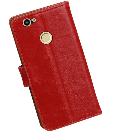 Rood Pull-Up PU booktype wallet cover hoesje voor Huawei Nova Plus