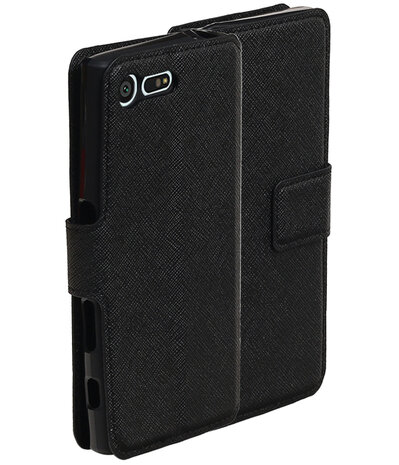 Zwart Sony Xperia X Compact TPU wallet case booktype hoesje HM Book