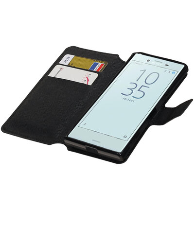 Zwart Sony Xperia X Compact TPU wallet case booktype hoesje HM Book