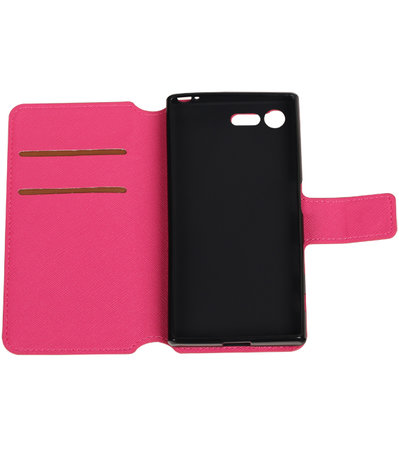 Roze Sony Xperia X Compact TPU wallet case booktype hoesje HM Book