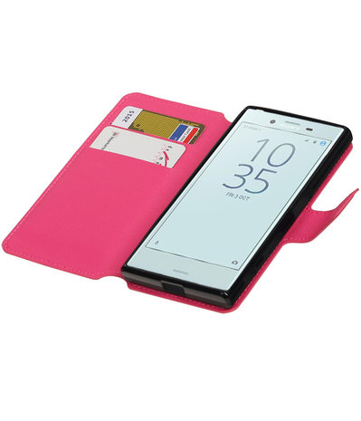 Roze Sony Xperia X Compact TPU wallet case booktype hoesje HM Book