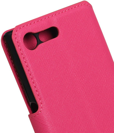 Roze Sony Xperia X Compact TPU wallet case booktype hoesje HM Book