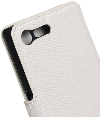 Wit Sony Xperia X Compact TPU wallet case booktype hoesje HM Book