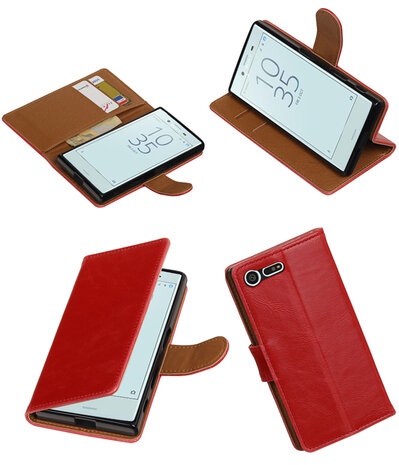 Rood Pull-Up PU booktype wallet cover hoesje voor Sony Xperia X Compact
